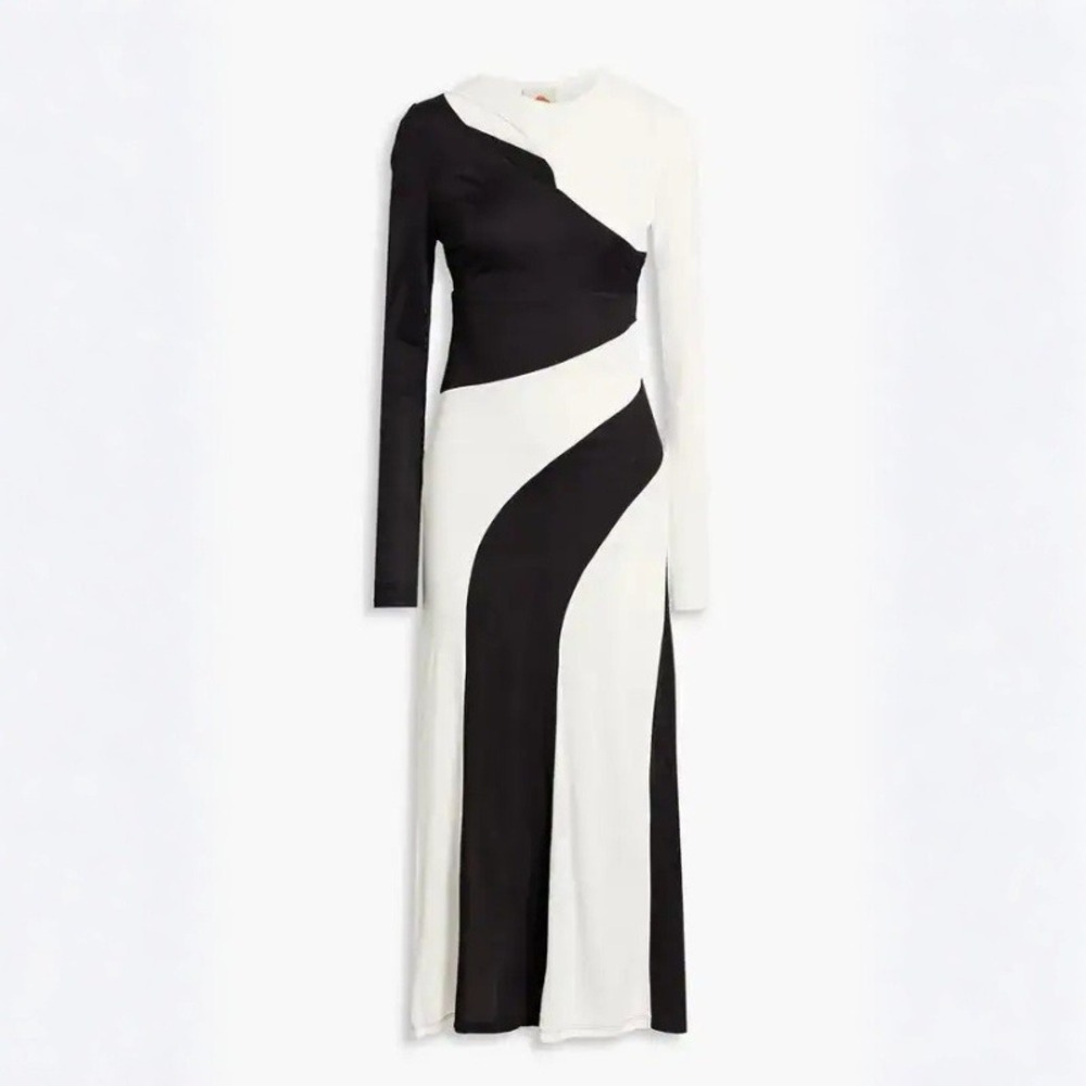Farm Rio Black and White Cut-Out Long Sleeve Midi Dress XL 325702 NEW - Picture 3 of 8